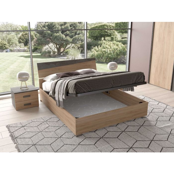 LETTO EGOS NOCE OSSIDO CON CONTENITORE MATRIMONIALE main product photo