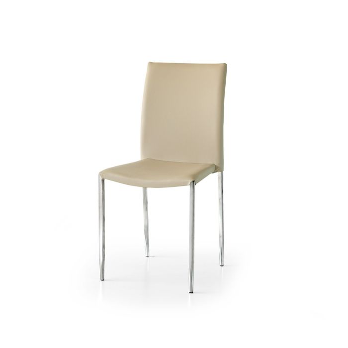 SEDIA ECOPELLE BEIGE GAMBE CROMATE ART. 665 main product photo