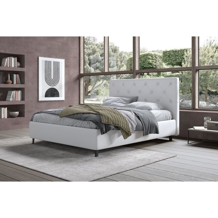 LETTO MATRIMONIALE CON CONTENITORE ACAPULCO ECOPELLE BIANCA main product photo