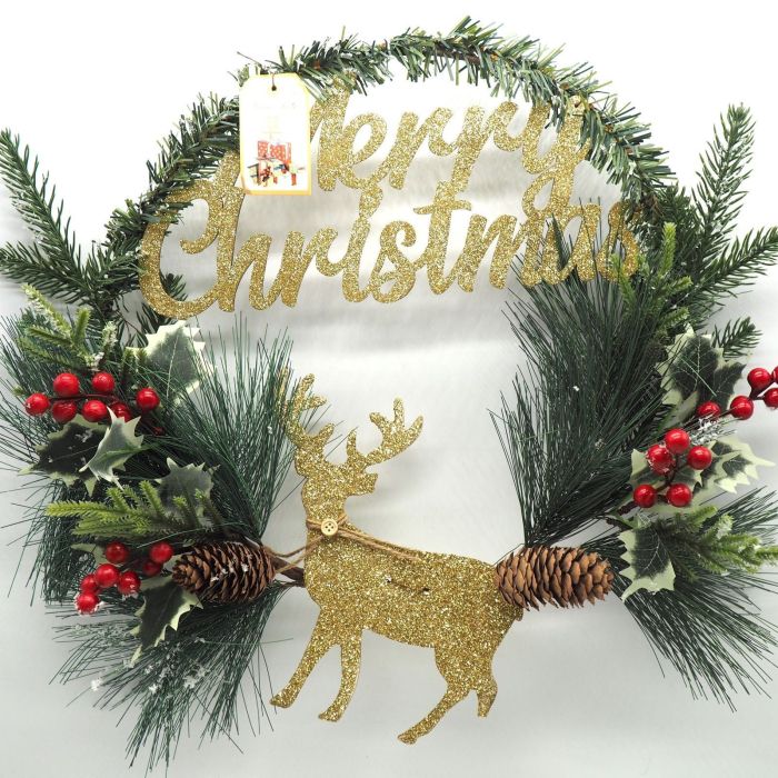 CORONA AGHI DI PINO C/RENNA GLITTERATA ORO 927951 main product photo