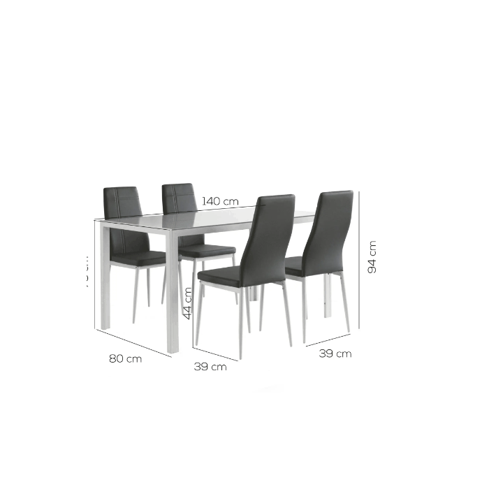 SET BENNY/JOLLY TAVOLO BIANCO+4 SEDIE ECOGRIGIE main product photo