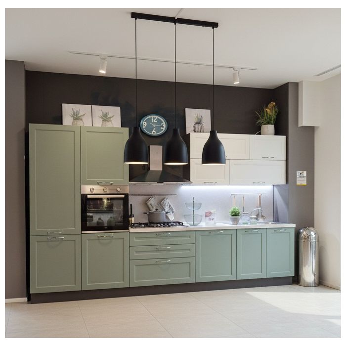 CUCINA MODERNA DORA VERDE E BIANCO OPACO main product photo