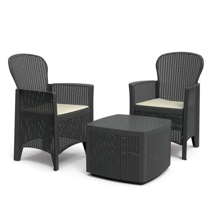 SET GIADINO TREE ANTRACITE 2 POLTR + 1 TAV C/CUSCINI main product photo