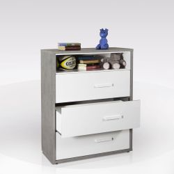 CASSETTIERA 3 CASSETTI CEMENTO BIANCO