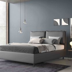Letto matrimoniale Loto contenitore tessuto grigio Genzano 9000