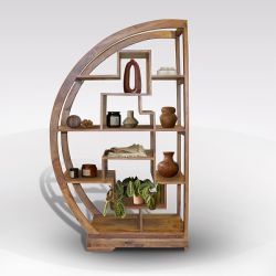 LIBRERIA MEZZA LUNA LEGNO MASSELLO SHEESHAM 80X40 H 150 LIB18