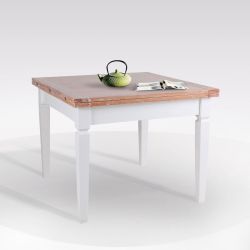 TAVOLO 100X100 BIANCO/NOCE  SHABBY TAV712