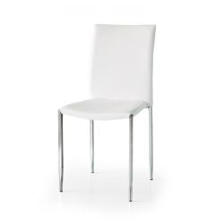 SEDIA ECOPELLE BIANCA GAMBE CROMATE ART. 663