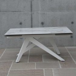 Tavolo ceramica finitura marmo bianco - 160x90 2 all. cm 40
