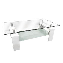 TAVOLINO BIANCO C/PIANO VETRO A57BI