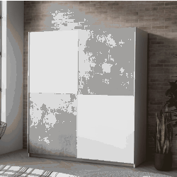 ARMADIO WINNER CM 170,3X61,2 H. 190,5 BIANCO OPACO E CEMENTO GRIG ARM224