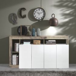 CREDENZA HAMBURGER 4A BIANCO LUCIDO E PERO DE239