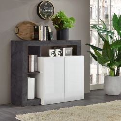 CREDENZA HAMBURG 2A BIANCO LUCIDO E OSSIDO DE319