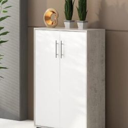 LIBRERIA OMEGA II SMALL C/ANTE BETON BIANCO FRASS. LIB86