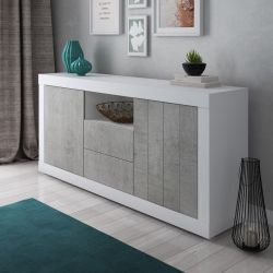 CREDENZA REVEN 2 ANTE E 2 CASSETTI CEMENTO BIANCO CR144