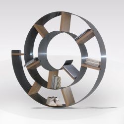 MENSOLA APPESA PORTA CD IN ALLUMINIO LUCIDO E FAGGIO