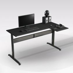 SCRIVANIA IN LAMINATO NERO E METALLO NERO NON REV. SCR5543