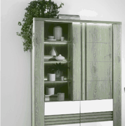 VETRINA 3A C/LED PALAZZO ROVERE/BIANCO VE3994/220440003