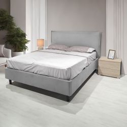 Letto matrimoniale Line tessuto grigio