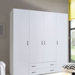 Armadio 4 ante 2 cassetti bianco