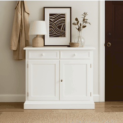 Credenza 2 porte e 2 cassetti bianca arte povera