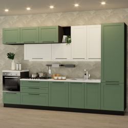 Cucina Dora promo 360 cm verde e bianco
