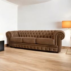 Divano 3 posti Chester vintage microfibra marrone