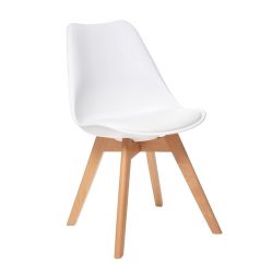 Sedia Flora gambe in legno e bianco