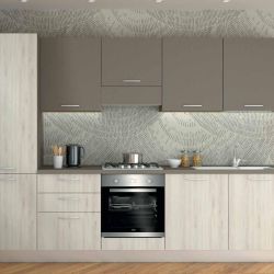 CUCINA ROVERE SBIANCATO E CEMENTO FANGO 300 CM